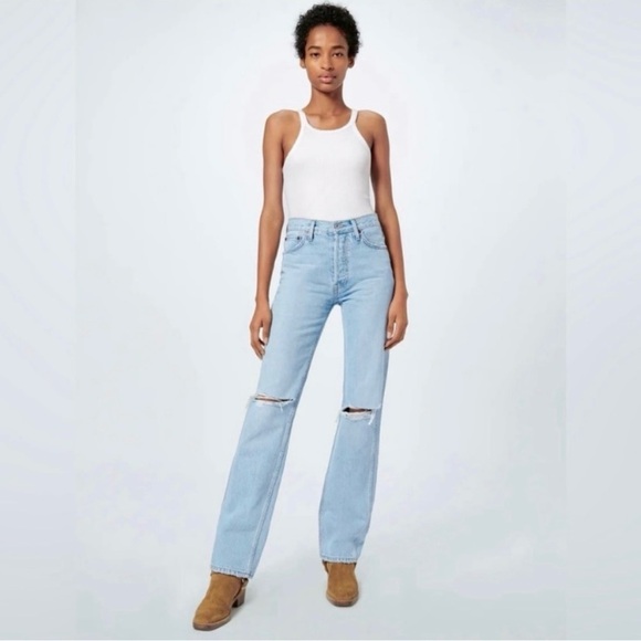 NEW WITH TAGS!  Re/Done 90’s High Rise Loose Bleach Destroyed. Size 29 - Picture 4 of 12